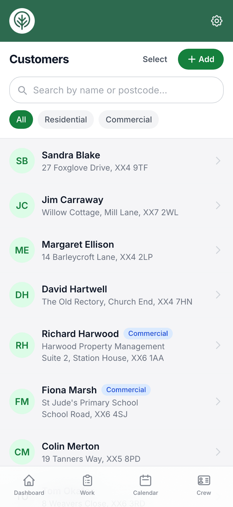 The Treetask customers list